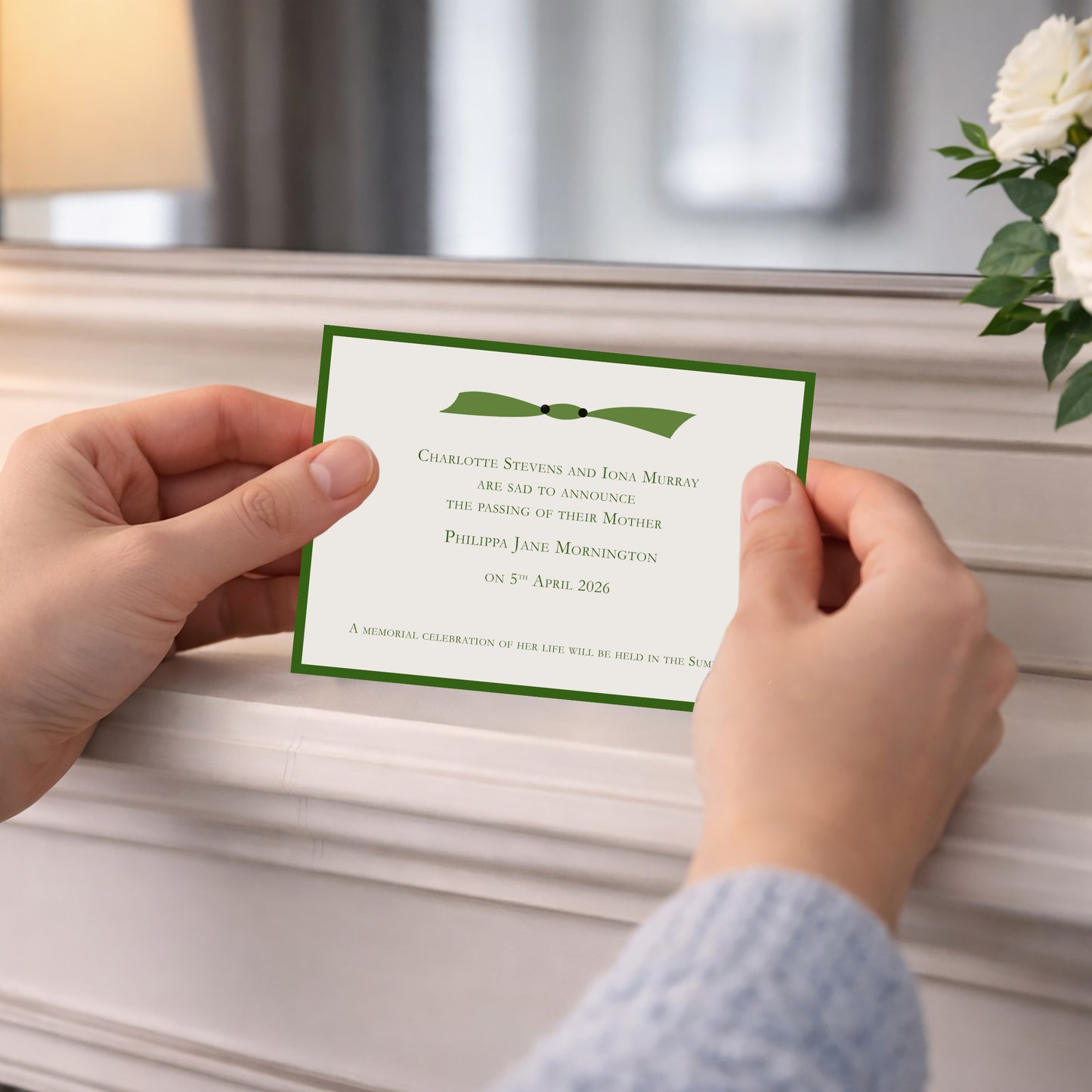 Death Announcement Cards with Envelopes