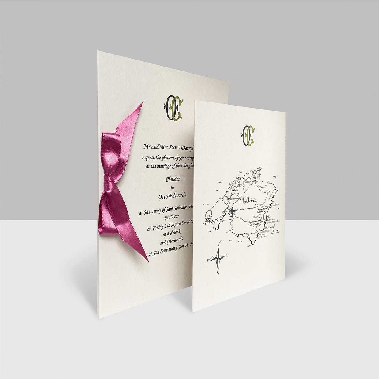 Ribboned Invitation with Matching Envelopes