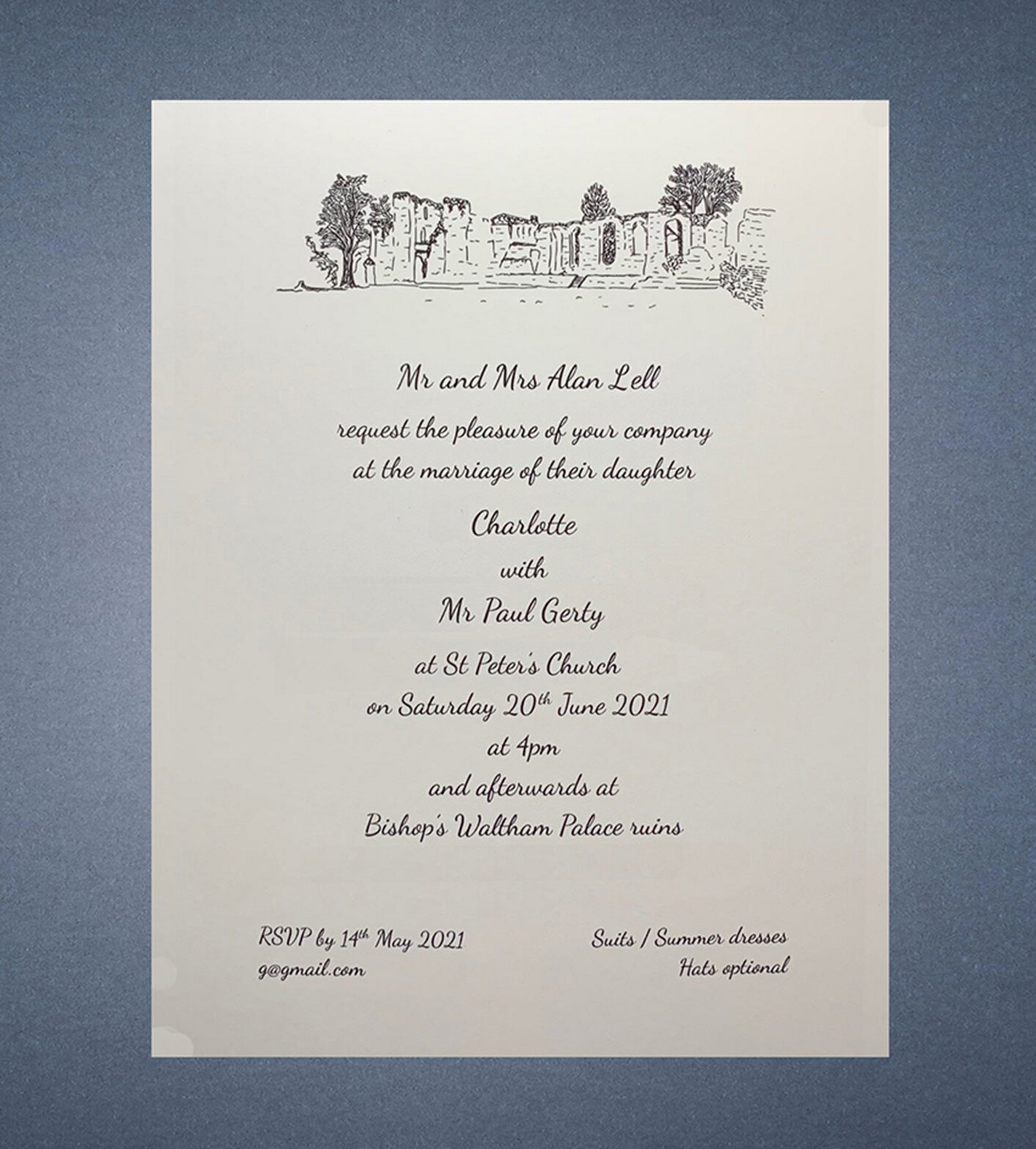 Traditional Invitations with Matching Envelopes