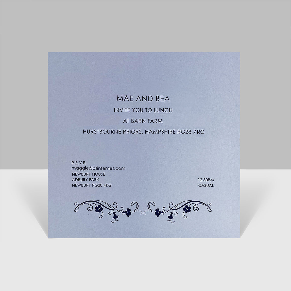 Coloured Square Invitation with Matching Envelopes