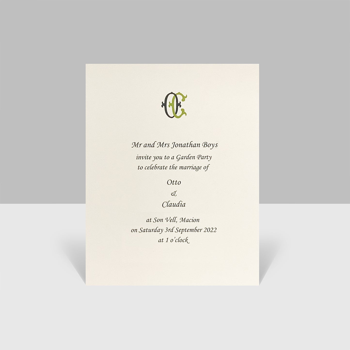 Reception Invitation with Matching Envelopes