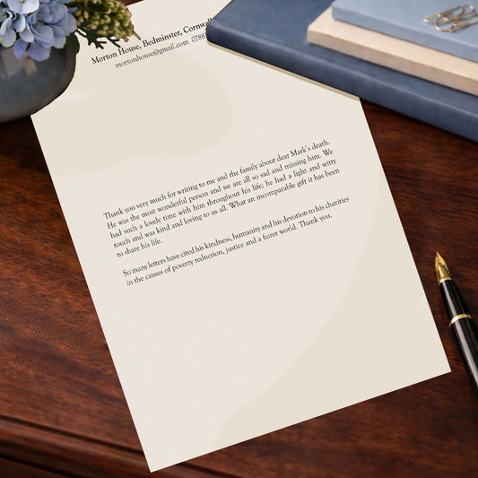 Condolence Response Writing Paper with Envelopes