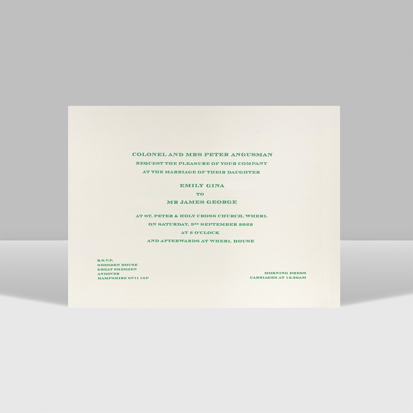 Stiff Invitation with Matching Envelopes