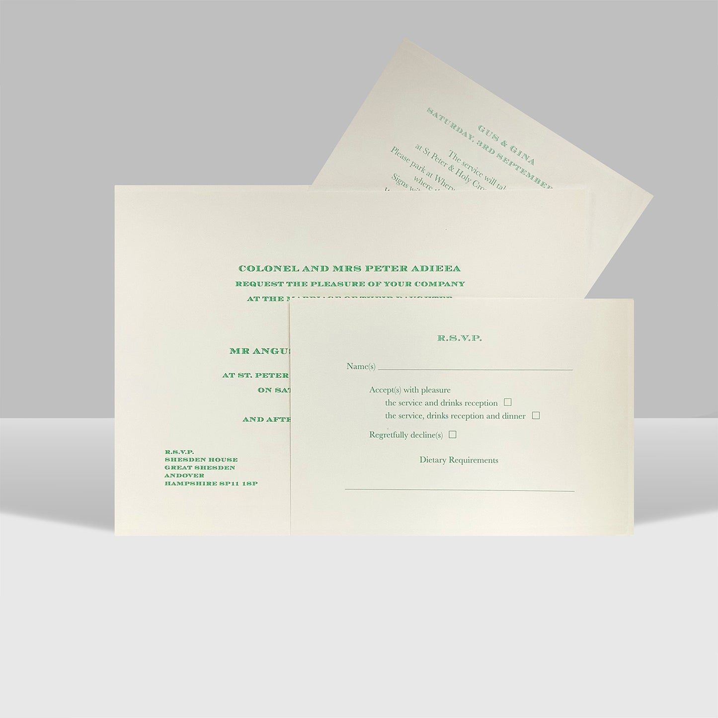 Stiff Invitation with Matching Envelopes